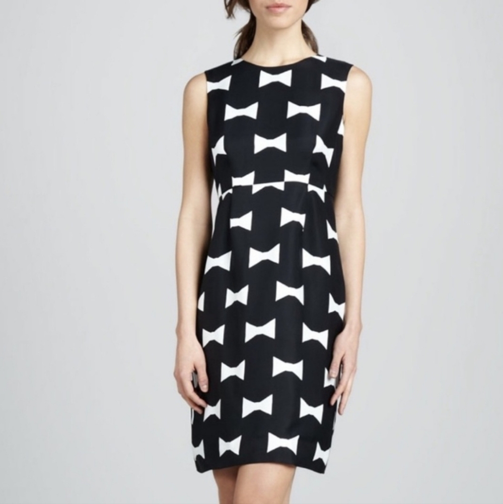 Kate Spade Cora Bow Print Black White Bow Dress 12